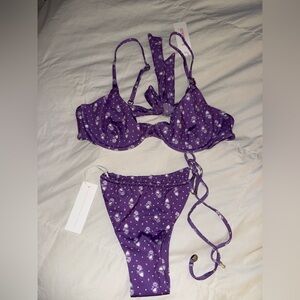 Elegant Purple Floral Bikini Set